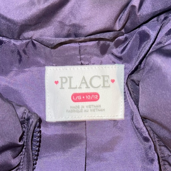 Children’s Place Girls puffer jacket| Size 10/12| Purple - Picture 4 of 4